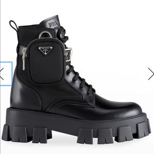 !!!SOLD!!!!Prada Leather Zip Pocket Combat Booties